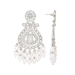 Silver plated long drop earring