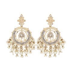 Gold plated chandbali with Pearl drops