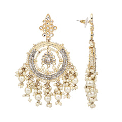 Gold plated chandbali with Pearl drops