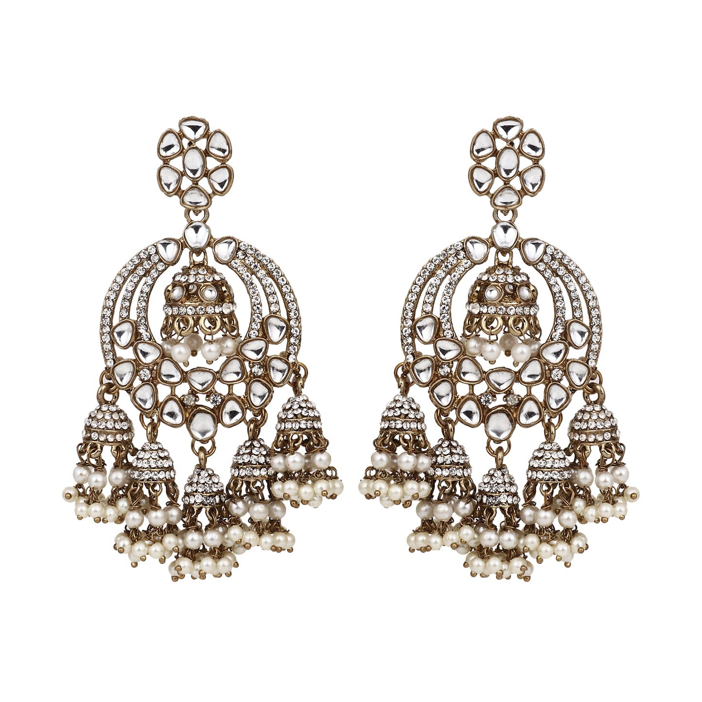 Antique gold finish Chandbali Earrings