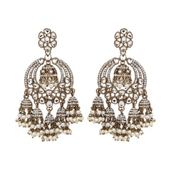 Antique gold finish Chandbali Earrings