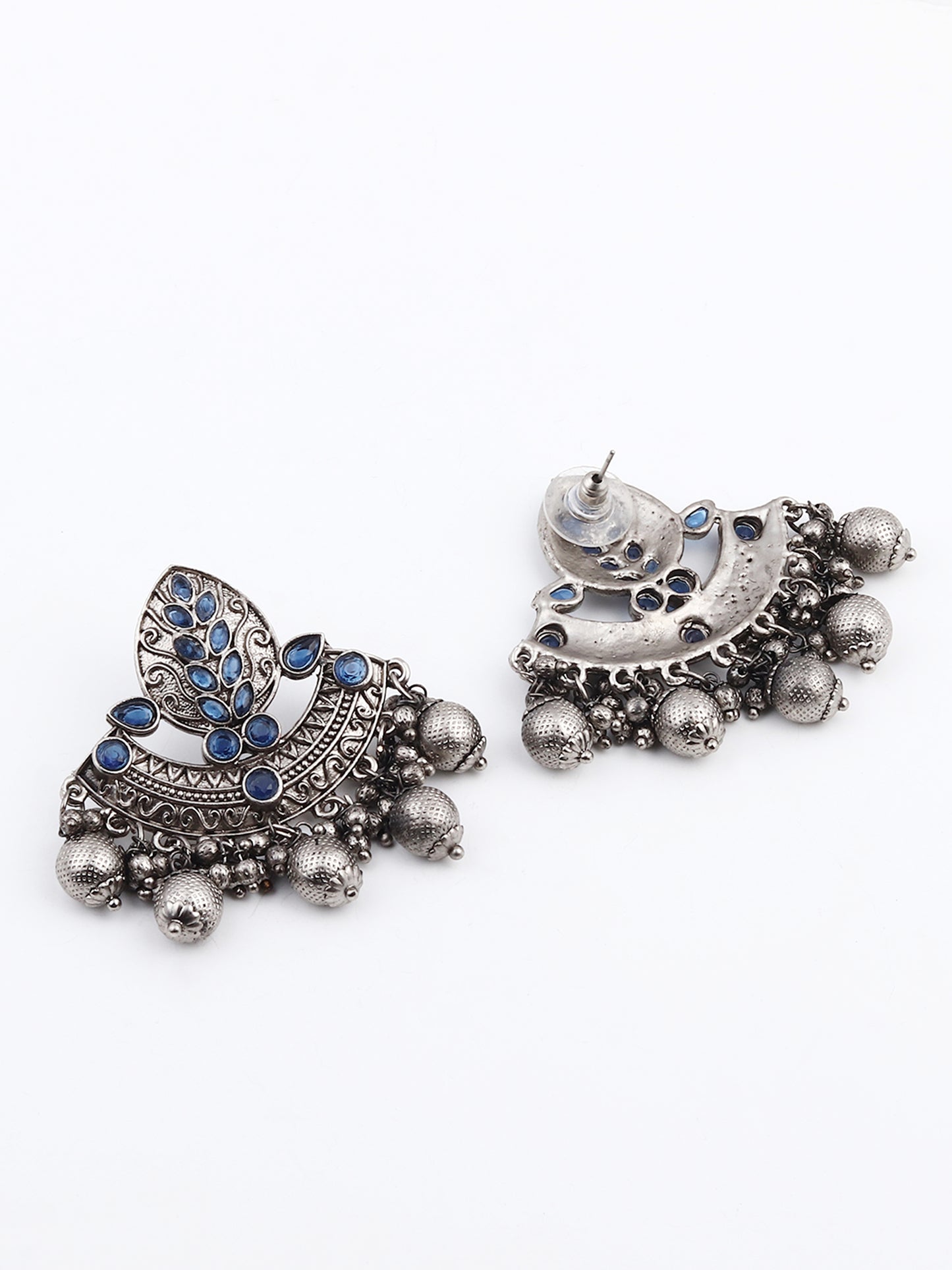 Silver Oxidised finish Chandbali