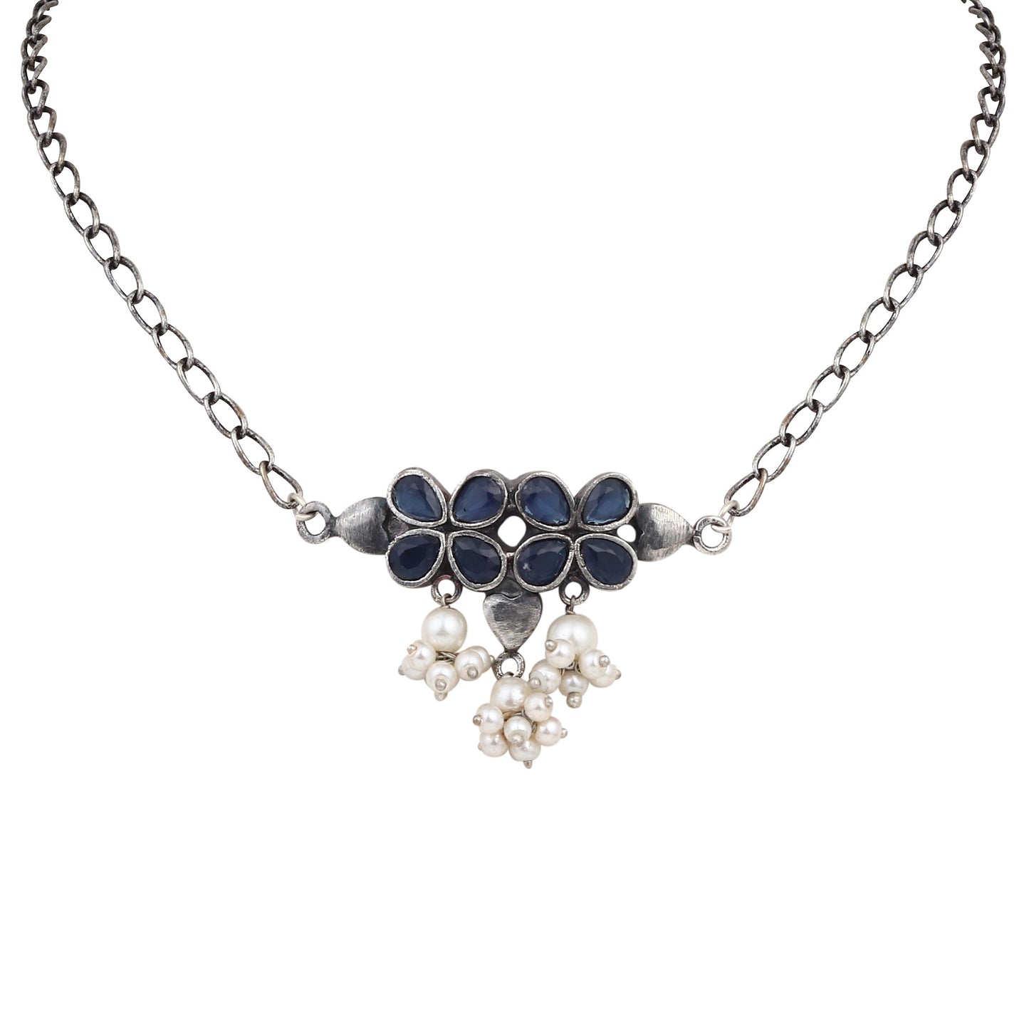 Silver oxidised finish delicate choker set