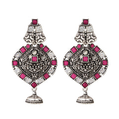 Silver Oxidised finish Drop Earring