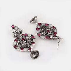Silver Oxidised finish Drop Earring