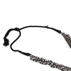 Silver Oxydised finish long Necklace with Ghungroo drops