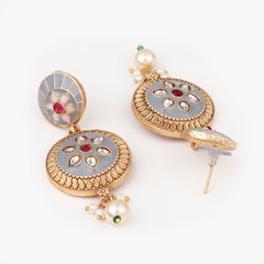Meenakari & kundan Necklace & Earring set with beads string