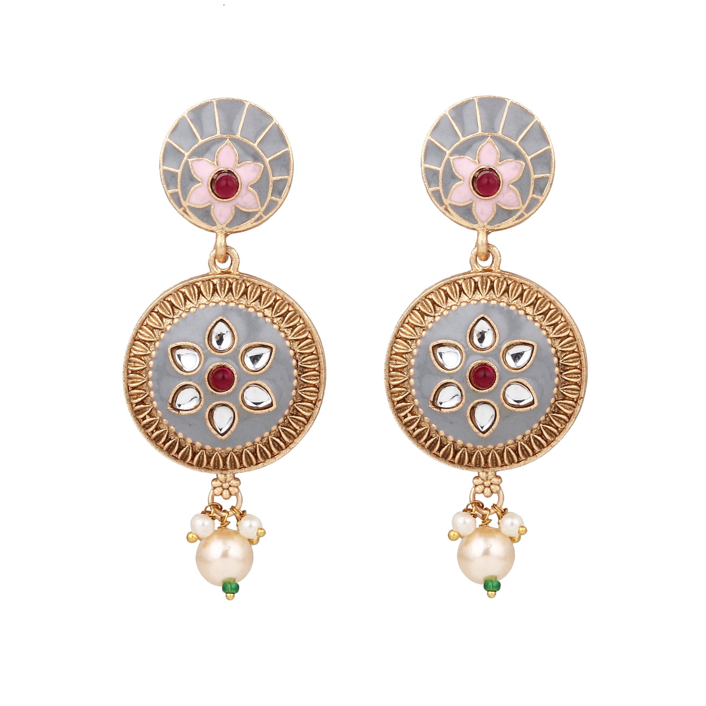 Meenakari & kundan Necklace & Earring set with beads string