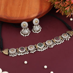 Dual tone choker set with Jhumka