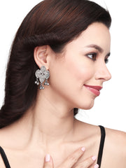 Silver Oxydised finish drop earring