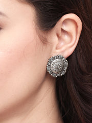 Silver Oxydised finish Self design Studs