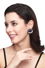 Silver Oxidised finish Stud with Blue stone