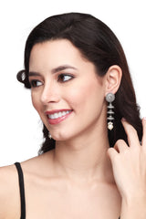 Silver Oxidised finish three tier jhumka