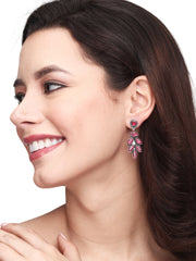 Silver Oxydised finish stone drop earring