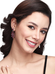 Silver Oxydised finish stone drop earring