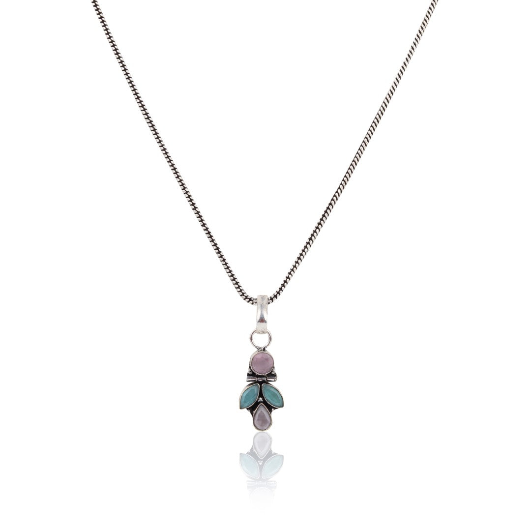 Elegant Crystal Pendant Necklace Set with Matching Drop Earrings - Multi