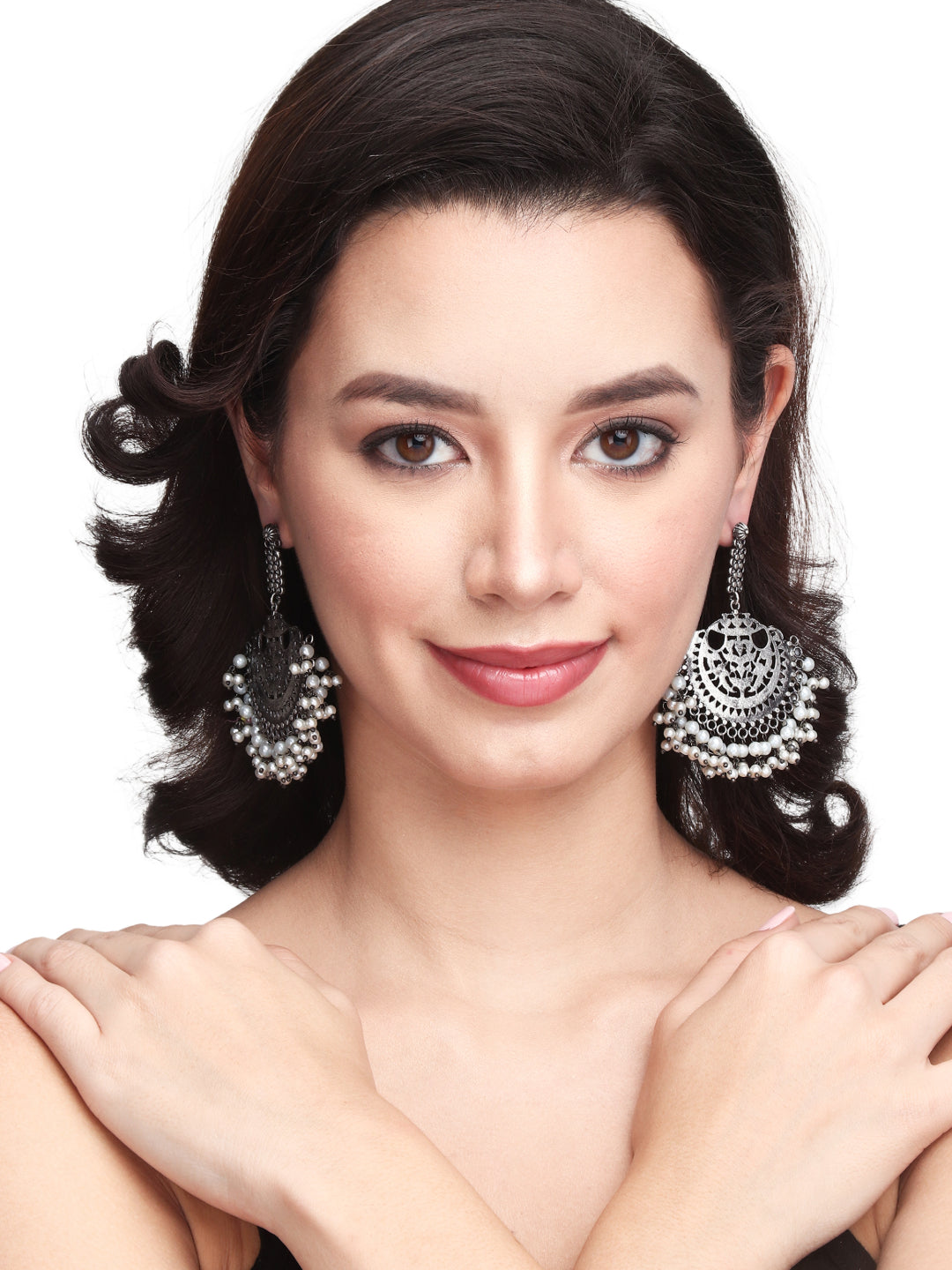 Silver Oxidised Chandbali