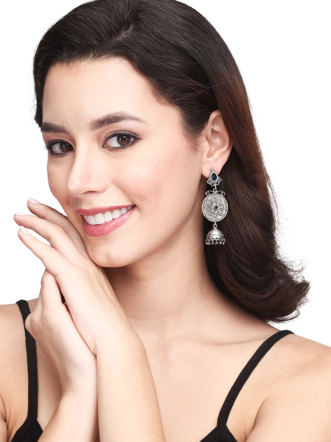 Silver Oxidised drop earring