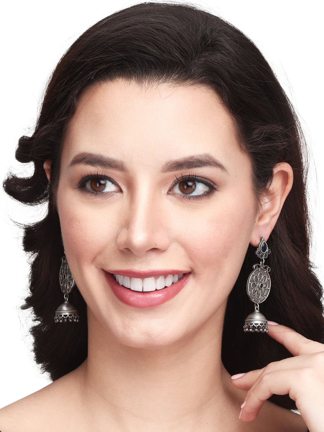 Silver Oxidised drop earring