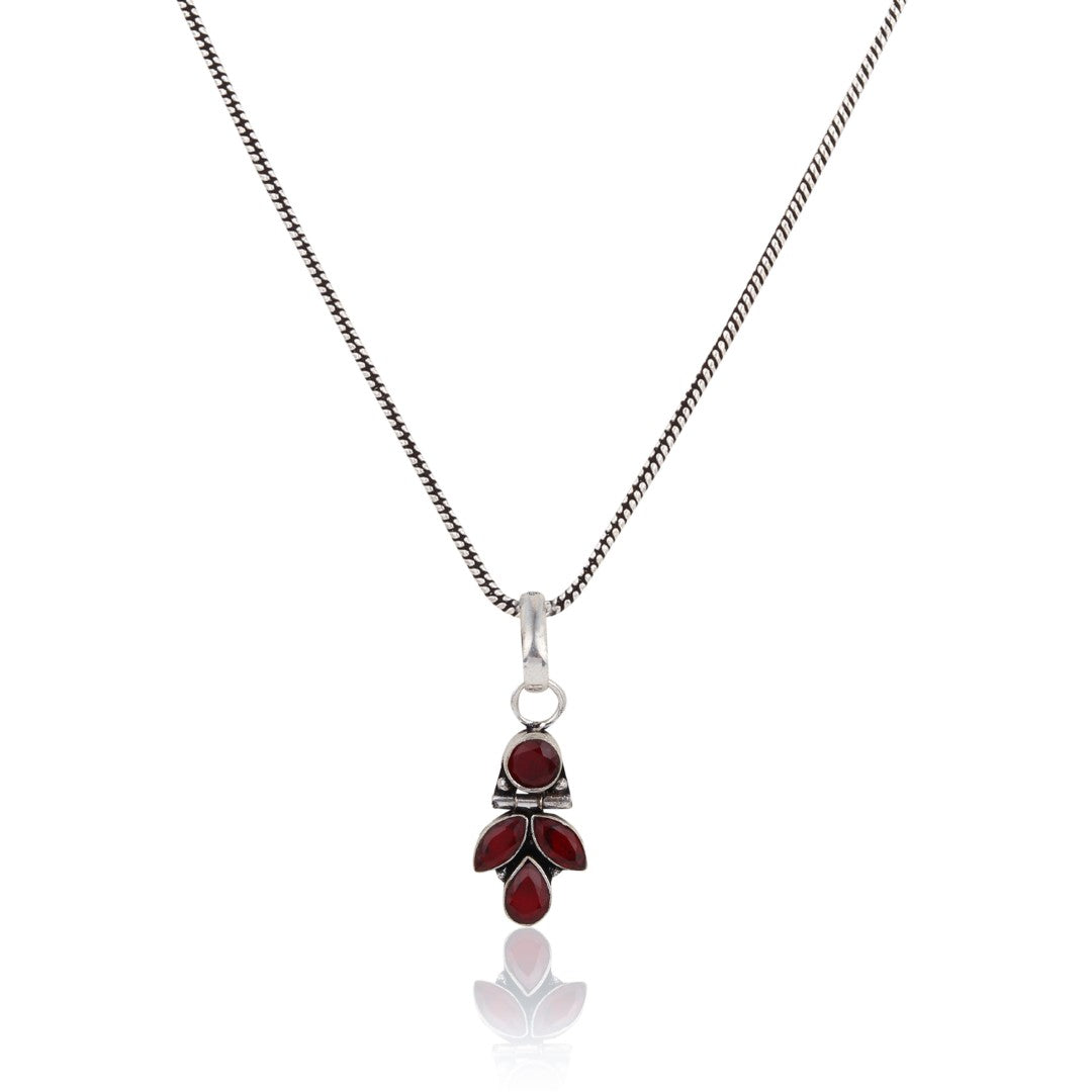 Elegant Crystal Pendant Necklace Set with Matching Drop Earrings - Red