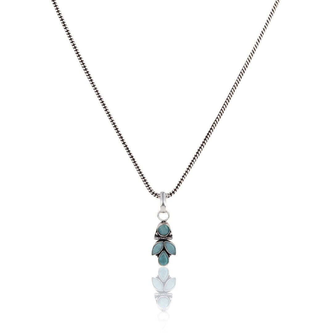 Elegant Crystal Pendant Necklace Set with Matching Drop Earrings - Sage Green