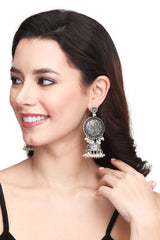 Silver Oxidised finish Long Contemporary Jhumka