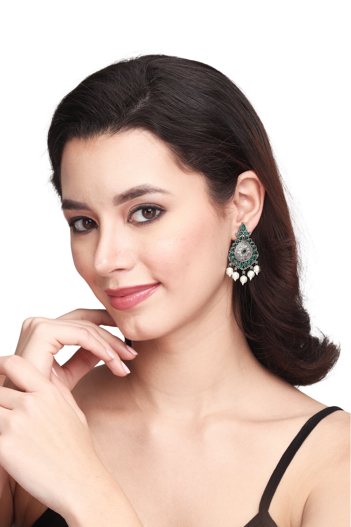 Silver Oxydised Studs with AD stone