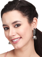 Leaf detailed Silver Oxydised Jhumka