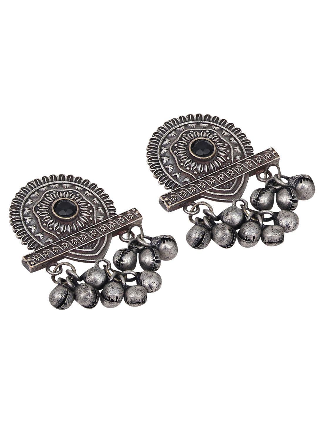 Silver Oxydised Studs with Ghungroo