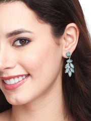 Silver Oxydised finish stone drop earring