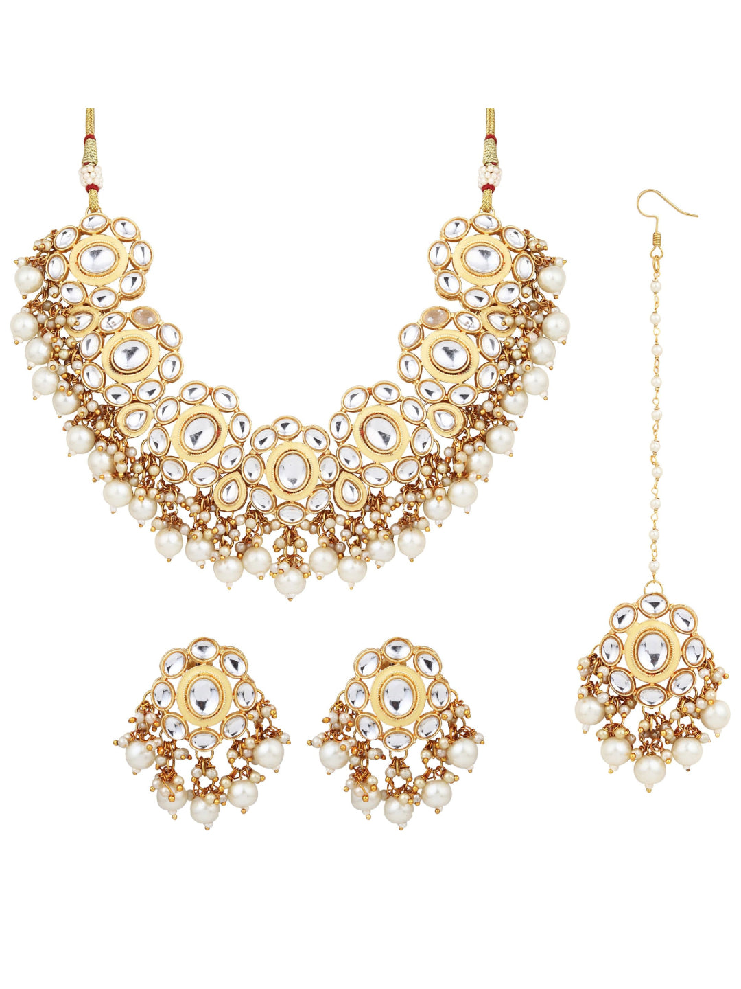 Kundan & Meenakari Choker, Earring & Maangtikka Set