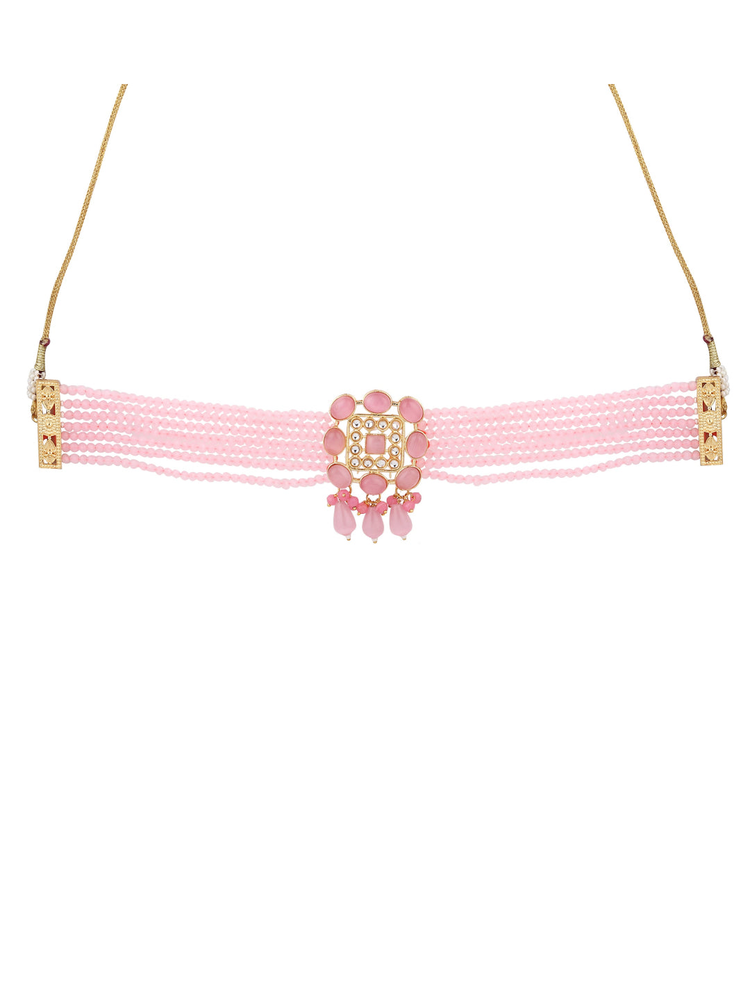 Pink Choker & Earring set in monalisa stone