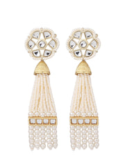 Kundan Long Necklace & Earring Set with Glass Beads