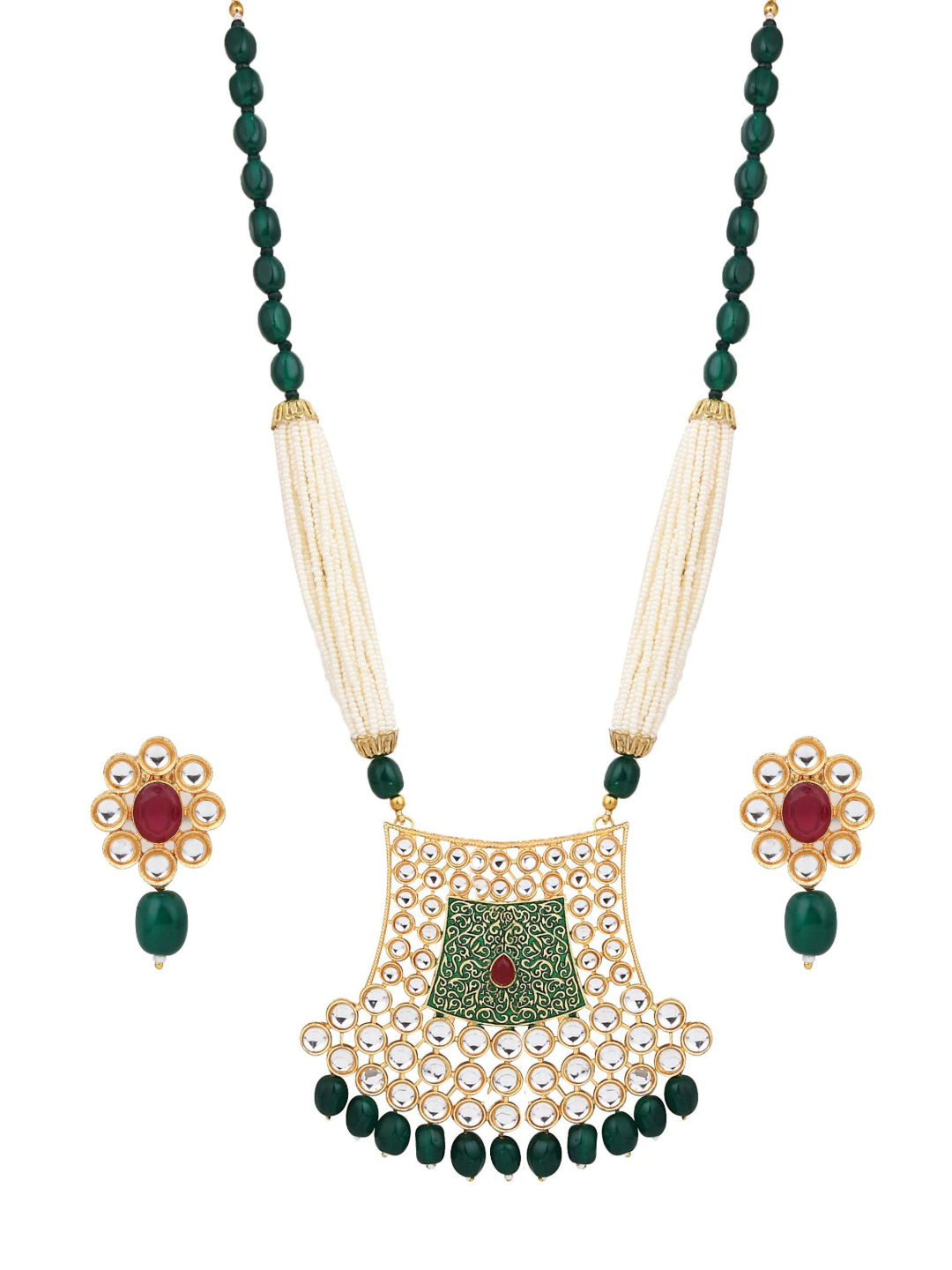 Kundan & Meenakari long Necklace Set