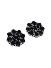 Silver Oxidised finish Black Ad stone stud