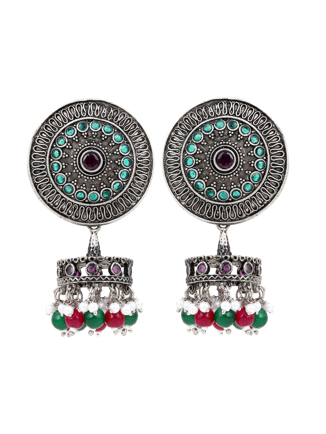 Silver Oxidised finish drop Jhumka