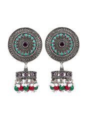 Silver Oxidised finish drop Jhumka