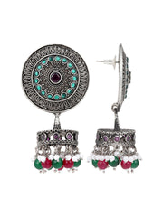 Silver Oxidised finish drop Jhumka