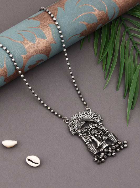 Silver Oxydies finish Long necklace