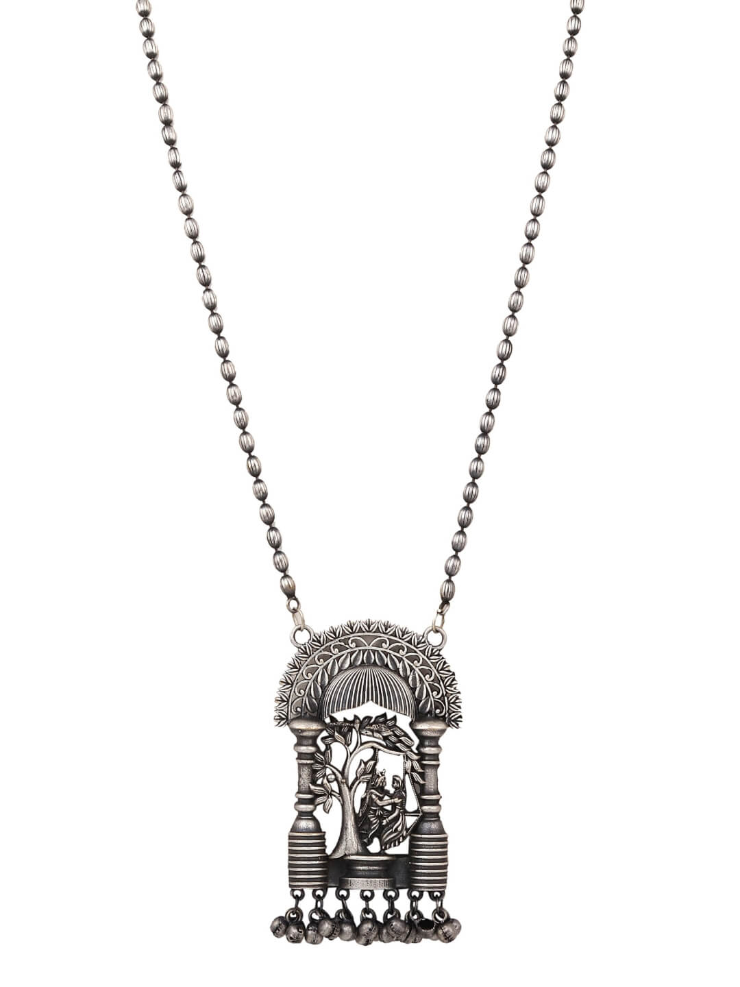 Silver Oxydies finish Long necklace