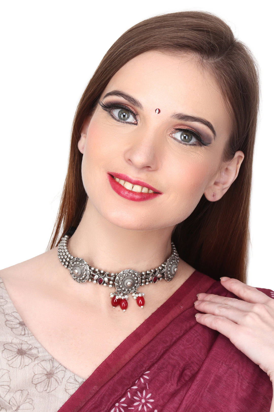Silver oxidised Choker necklace