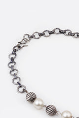 Silver Oxydised finsh long necklace