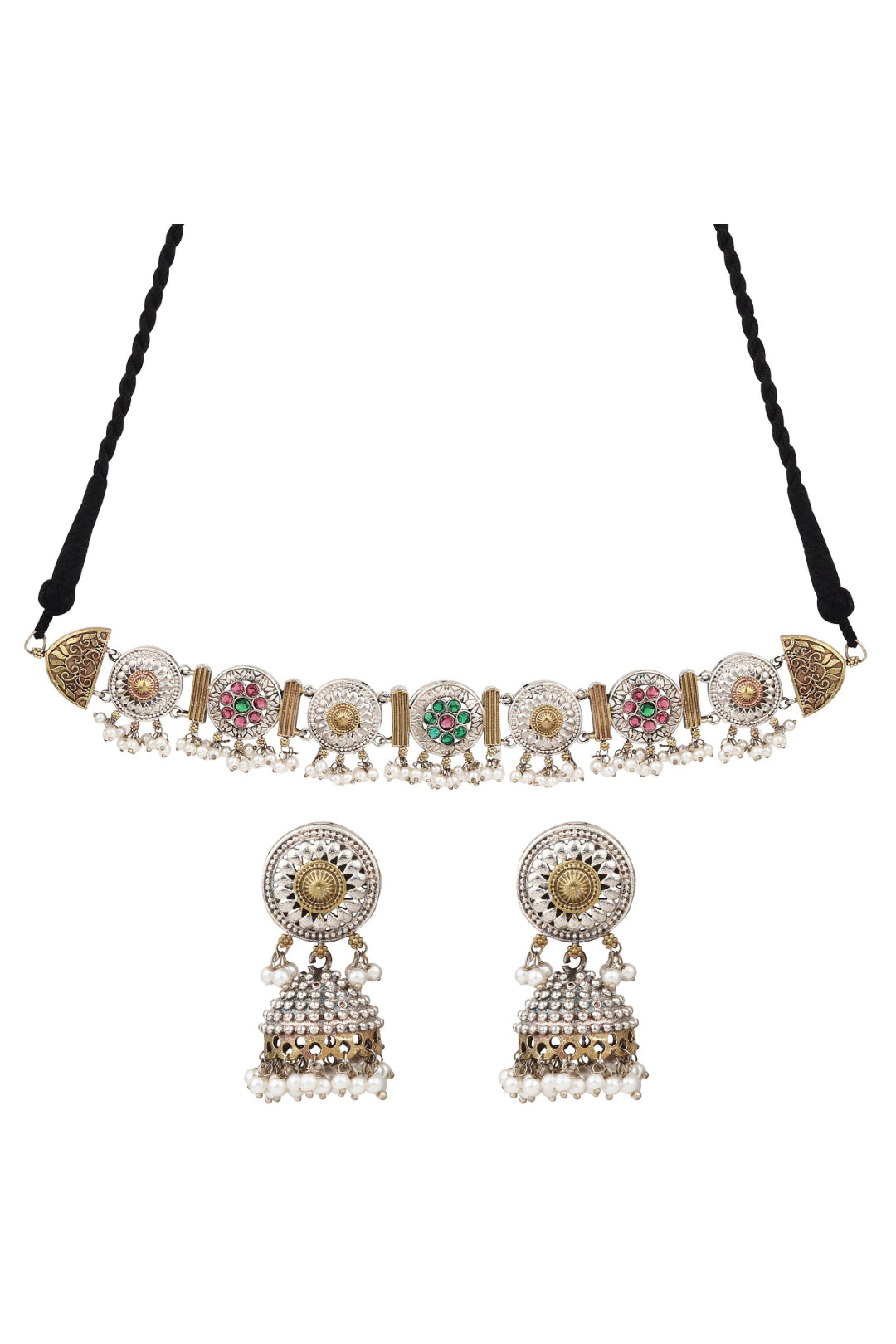 Dual tone choker set with Jhumka