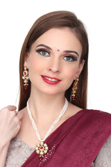 Kundan Pendant with Beads string necklace & Earring set