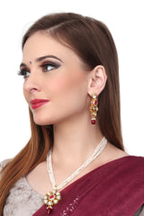 Kundan Pendant with Beads string necklace & Earring set