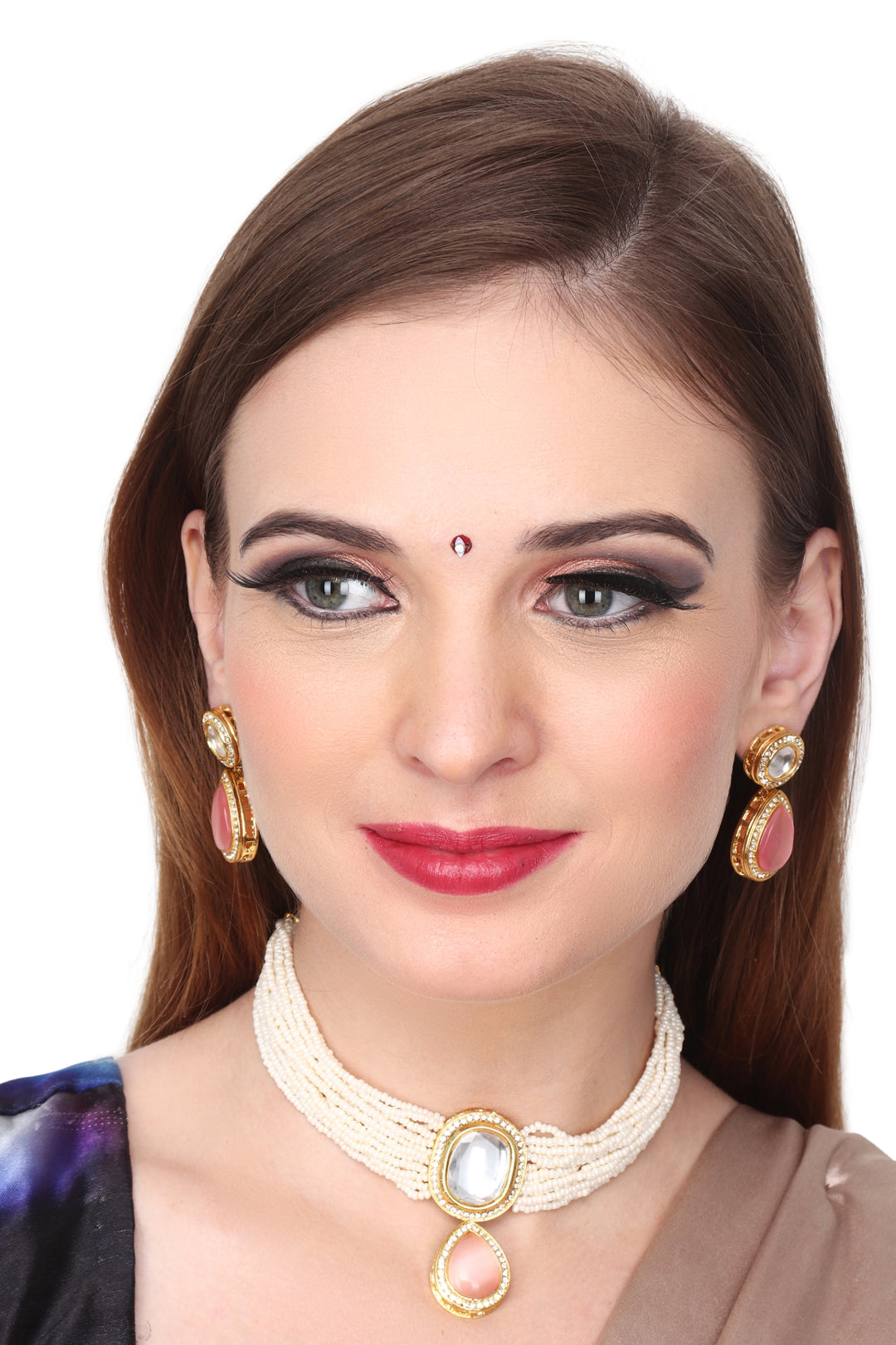 Kundan Pendant with Beads string choker & Earring set