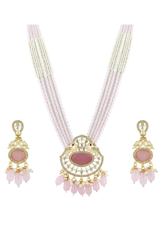 Kundan Pendant with Beads string necklace & Earring set