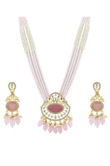 Kundan Pendant with Beads string necklace & Earring set