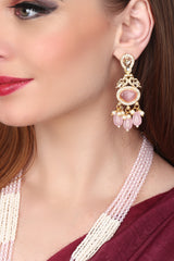 Kundan Pendant with Beads string necklace & Earring set