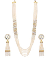 Beads & kundan long necklace set with Earring